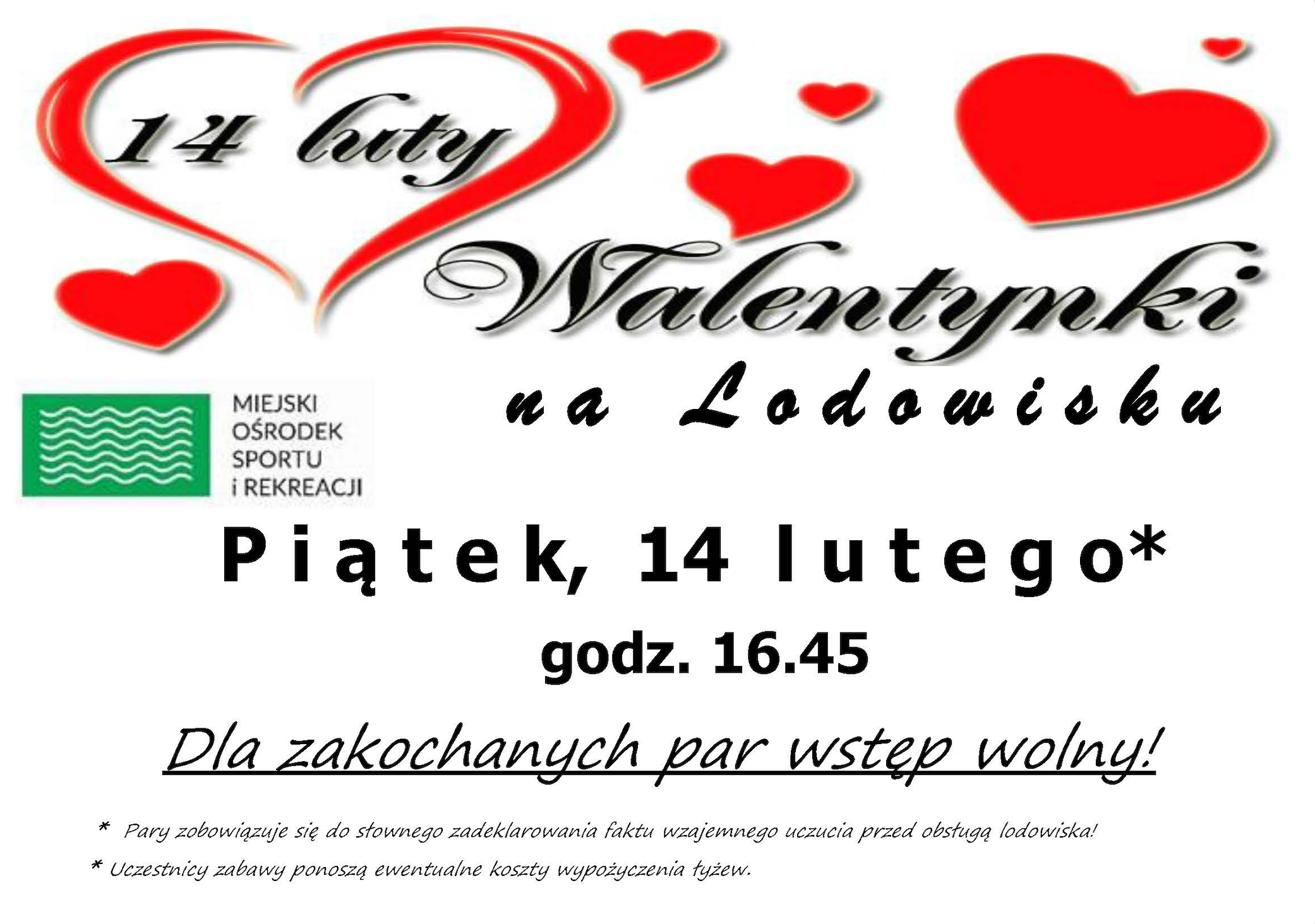 Plakat Walentynki na lodowisku